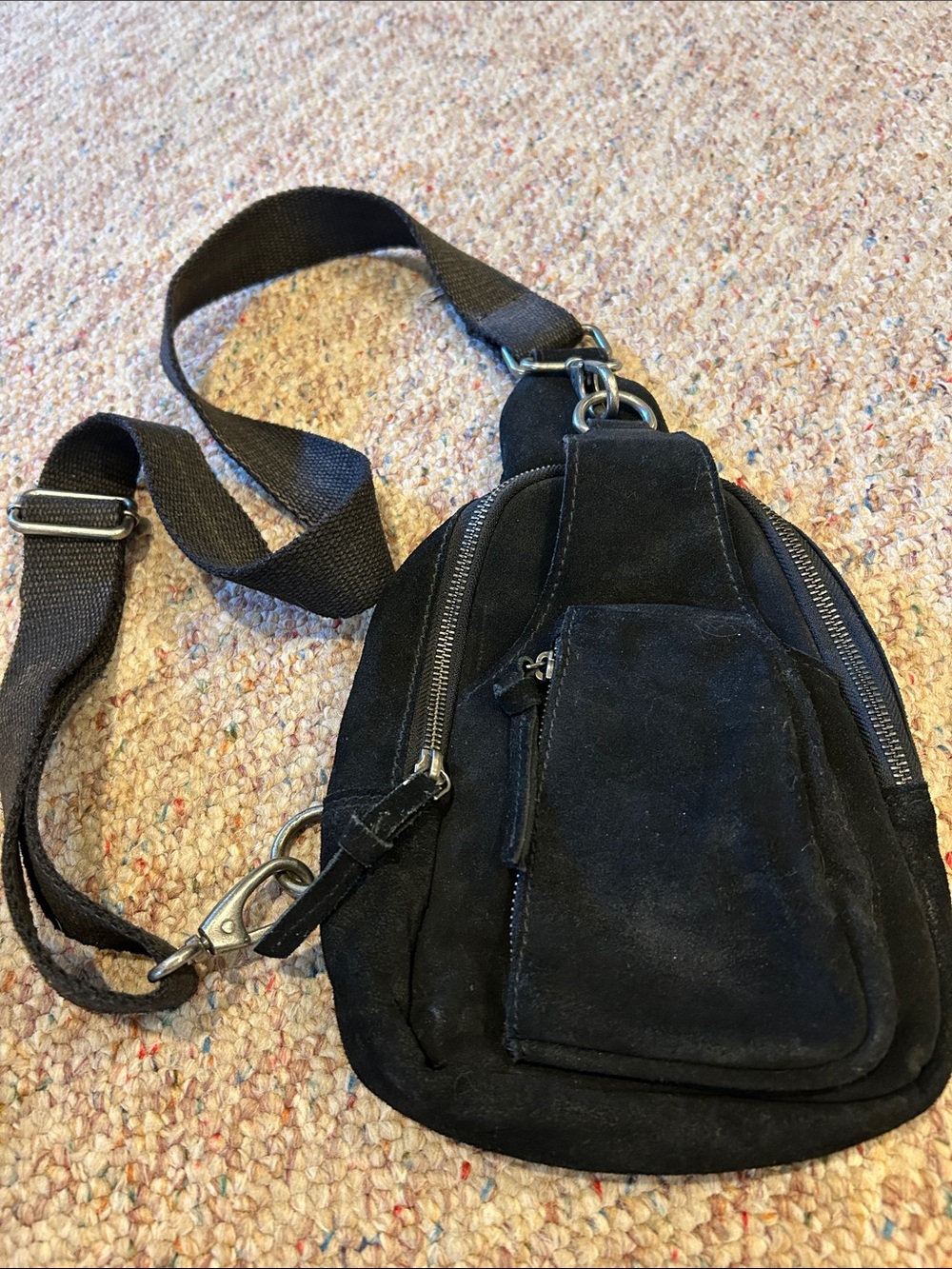 Free People Black Suede Sling Belt Bag